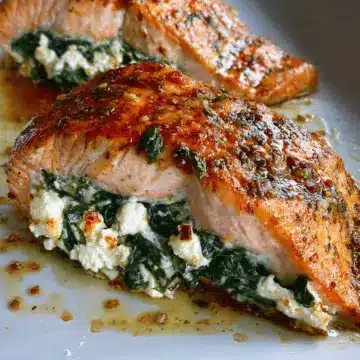 Spinach and Feta Stuffed Salmon