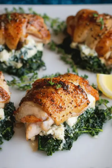 Kale and Goat Cheese Stuffed Chicken Thighs