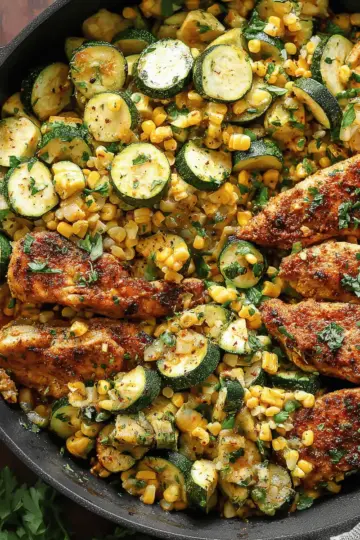 Garlic Butter Chicken with Zucchini and Corn - One-Pan, 30-Minute Meal
