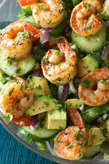 Garlic Lime Roasted Shrimp Salad