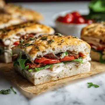 Italian Turkey Focaccia Sandwiches