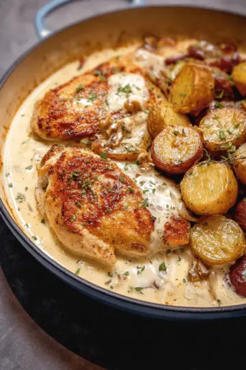 Chicken and Potatoes with Dijon Cream Sauce