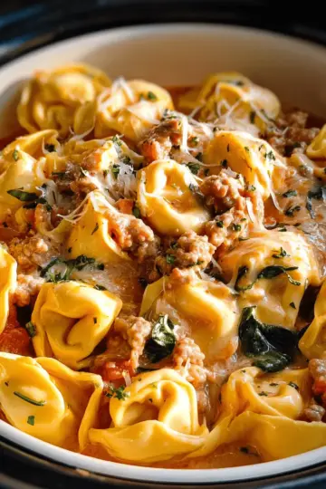 Crockpot Cheese Tortellini and Sausage