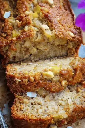 Hawaiian Banana Bread with Pineapple, Coconut & Macadamia Nuts