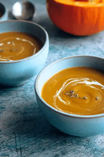 Spiced butternut squash and sweet potato soup - vegan