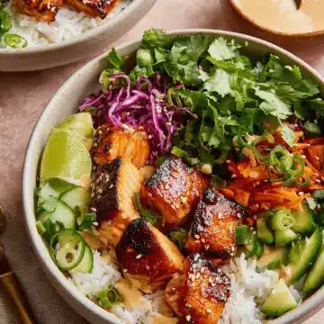 Honey Glazed Salmon Bowls