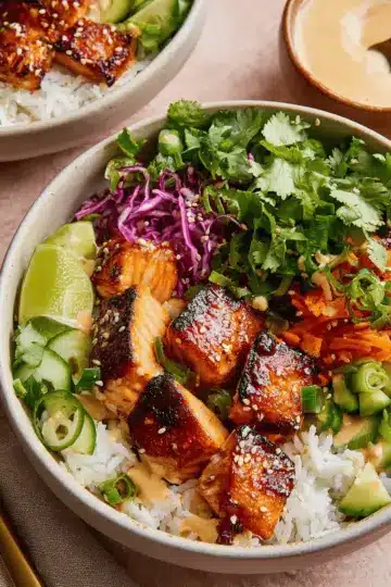 Honey Glazed Salmon Bowls