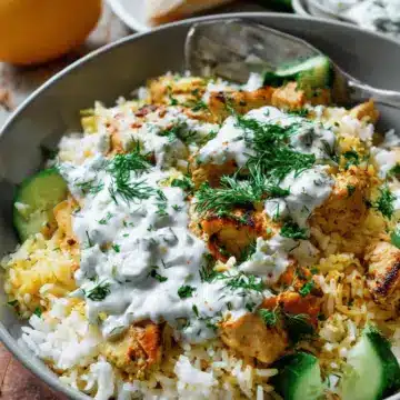 Dump-and-Bake Chicken Tzatziki with Rice