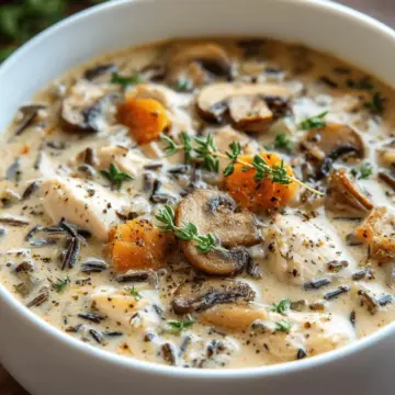 Creamy Mushroom Chicken and Wild Rice Soup