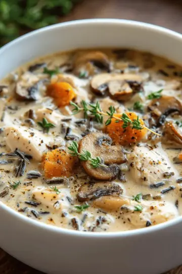 Creamy Mushroom Chicken and Wild Rice Soup