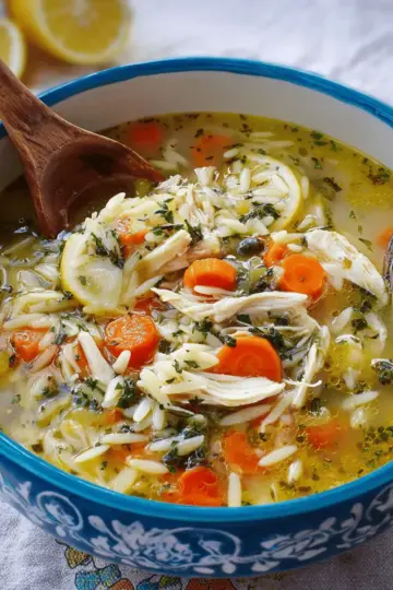 Lemon Chicken-Orzo Soup