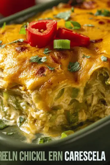 Green Chili Chicken Enchilada Casserole
