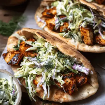 Sheet Pan Chicken Pitas with Herby Ranch Slaw
