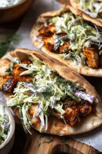 Sheet Pan Chicken Pitas with Herby Ranch Slaw