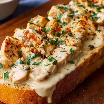 Chicken Alfredo Garlic Bread