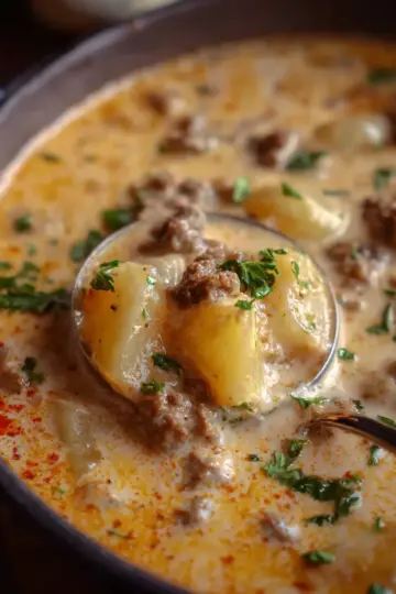 Cheesy Beef and Potato Soup