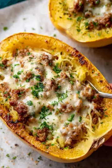 Sausage Stuffed Spaghetti Squash