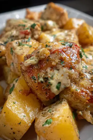 Crockpot Garlic Parmesan Chicken and Potatoes