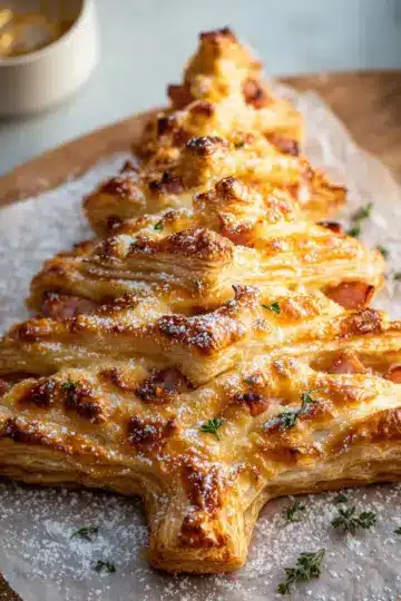 Cheesy Ham Puff Pastry Christmas Tree