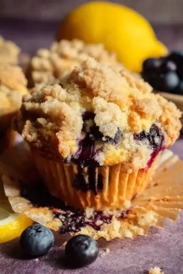 Lemon Blueberry Streusel Muffins