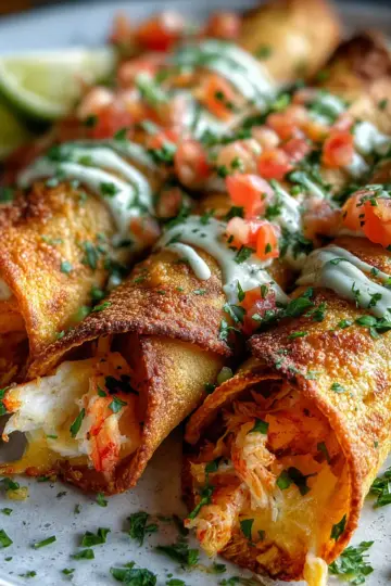Crispy Crab And Shrimp Queso Taquitos