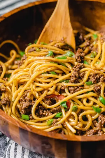 GROUND BEEF MONGOLIAN NOODLES