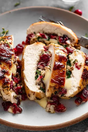 Cranberry Brie Stuffed Chicken Breasts