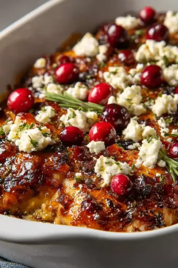 Honey Cranberry Chicken Bake with Feta Cheese