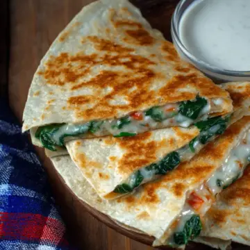 Spinach Quesadilla with Feta and Pepper Jack Cheese