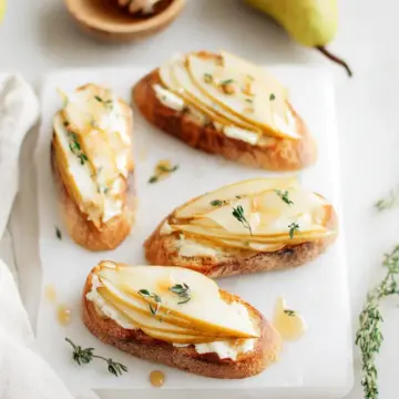 Pear & Brie Crostini (dairy free option)