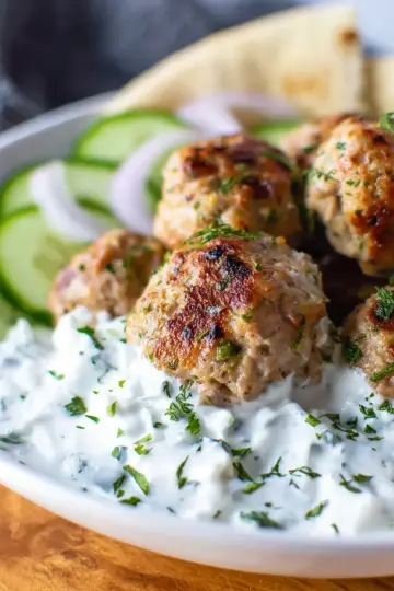 Greek Turkey Meatballs & Tzatziki