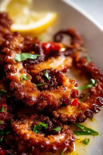 Crispy marinated baby octopus
