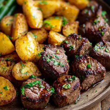 Garlic Butter Steak Bites and Potatoes