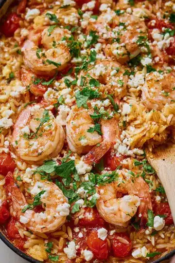 Greek Shrimp and Orzo Pasta Bake