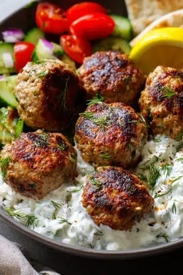 Greek Turkey Meatballs with Tzatziki Sauce
