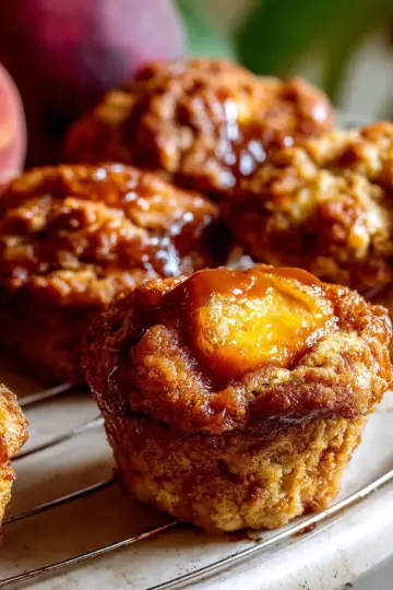 Jumbo Caramel Peach Cobbler Muffins