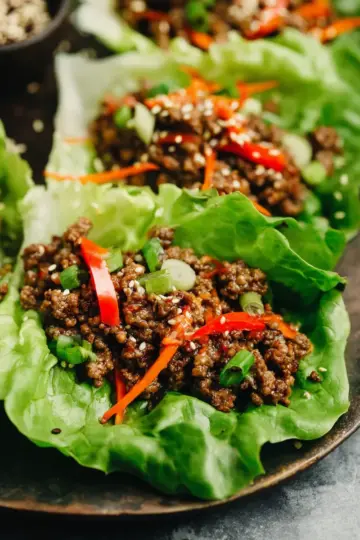 Asian-Style Ground Beef Lettuce Wraps