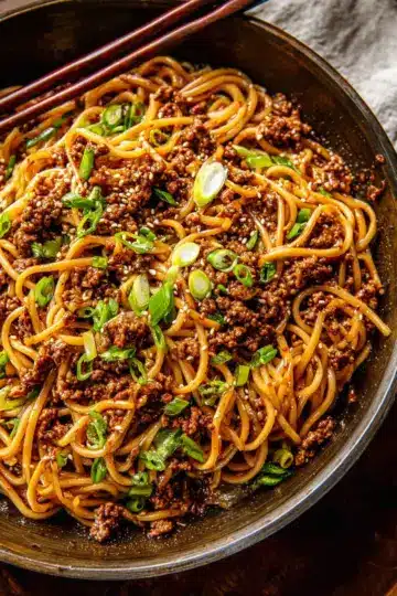 Mongolian Ground Beef Noodles