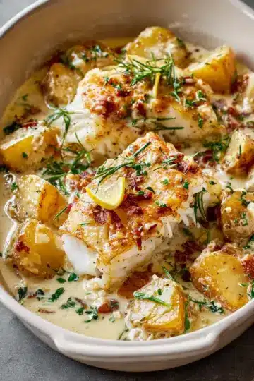 Cod & Potatoes in Rosemary Cream Sauce
