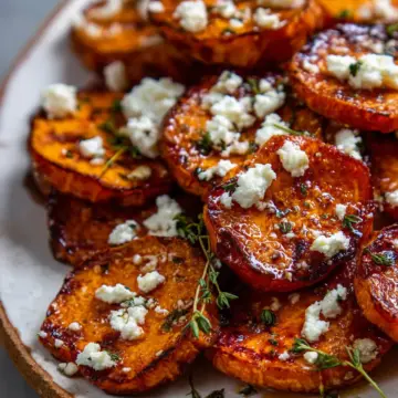 Roasted Sweet Potato Rounds with Honey & Feta