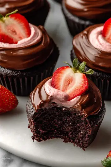 Chocolate Covered Strawberry Cupcakes
