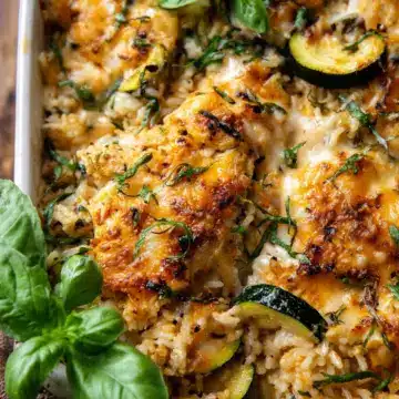 Cheesy Zucchini Chicken and Rice Bake