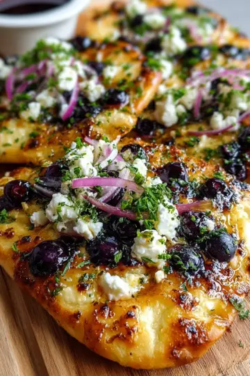 Hot Honey Blueberry Feta Flatbread Recipe
