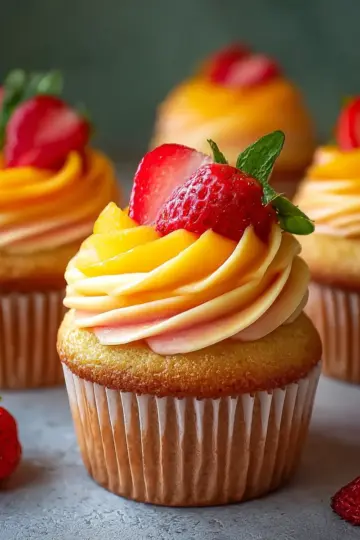 Mango Strawberry Sunset Cupcakes Recipe