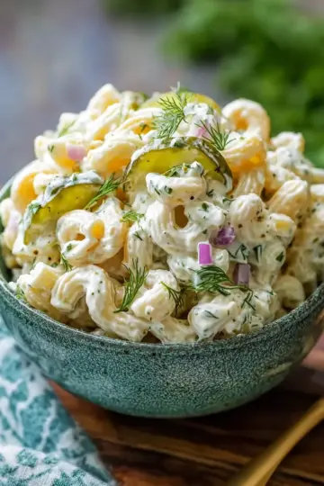 Zesty Creamy Dill Pickle Macaroni Salad for Summer Fun
