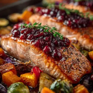 Cranberry Glazed Salmon with Roasted Autumn Vegetables