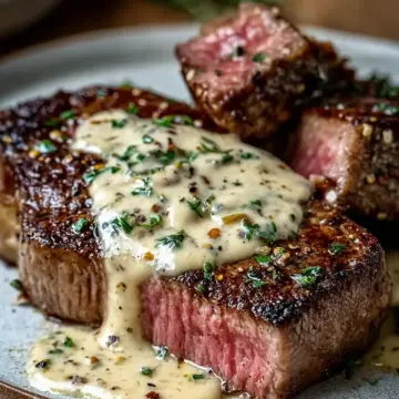 Juicy Steak with Creamy Garlic Sauce