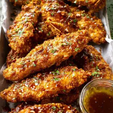 Spicy Honey Mustard Pretzel Chicken Fingers