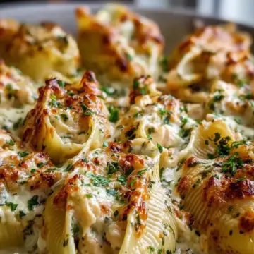 Garlic Butter Chicken Alfredo Stuffed Shells Recipe