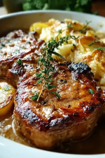 Irresistibly Savory Smothered Pork Chop and Scalloped Potato Bliss